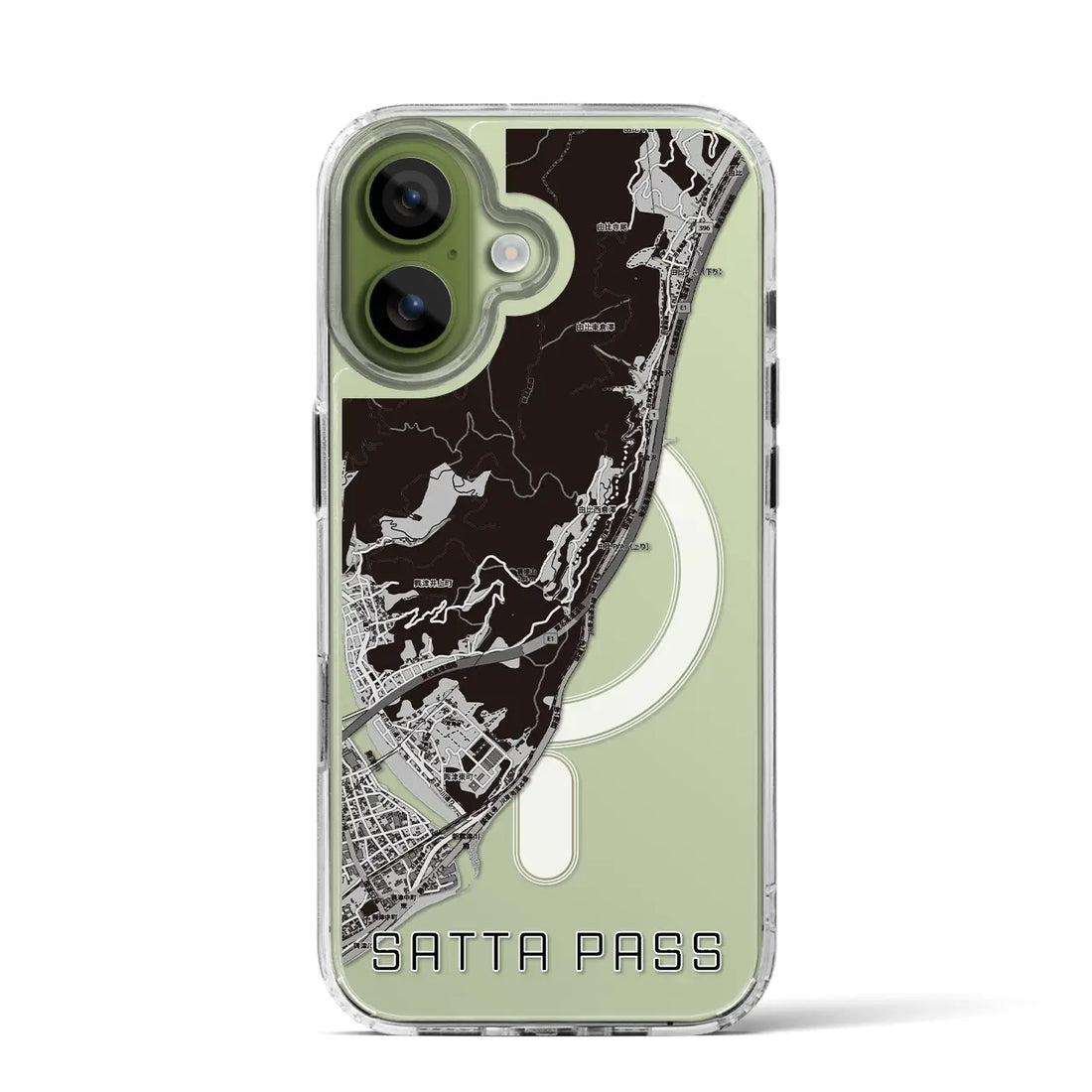 【薩埵峠（静岡県）】地図柄iPhoneケース（MagSafeタイプ）モノトーン・iPhone 17 Pro Max 用