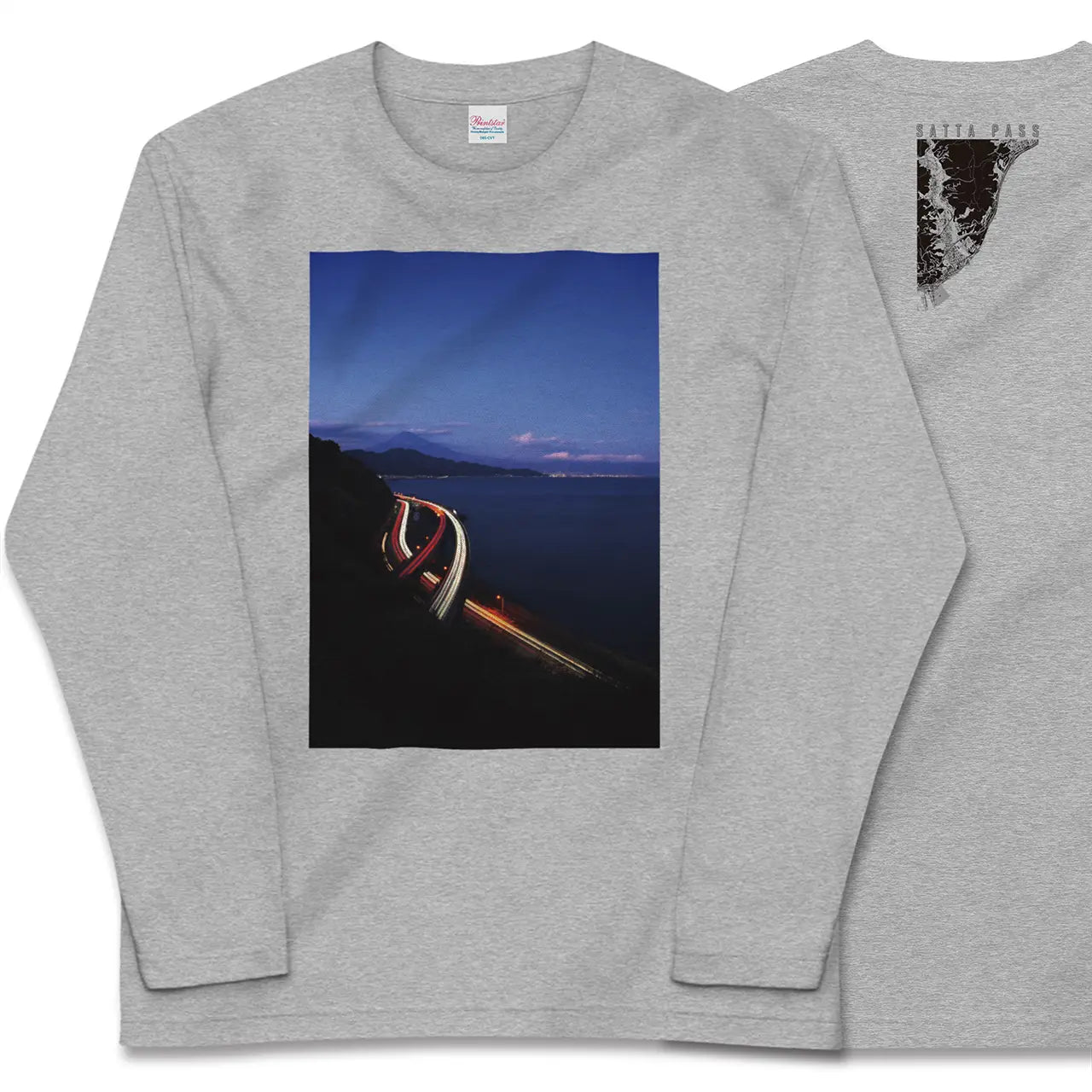 【薩埵峠（静岡県）】Map World ロングスリーブTシャツ