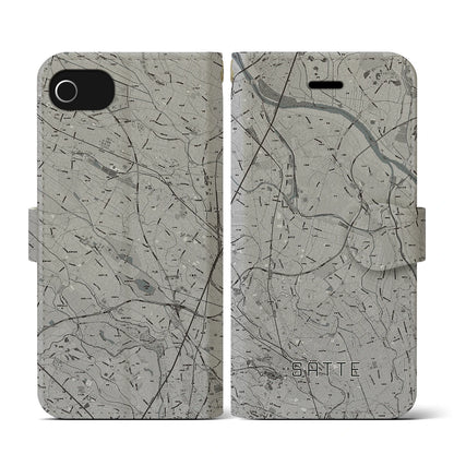 【幸手（埼玉県）】地図柄iPhoneケース（手帳タイプ）モノトーン・iPhone SE（第3 / 第2世代） / 8 / 7 / 6s / 6 用