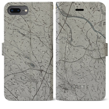 【幸手（埼玉県）】地図柄iPhoneケース（手帳タイプ）モノトーン・iPhone 8Plus /7Plus / 6sPlus / 6Plus 用