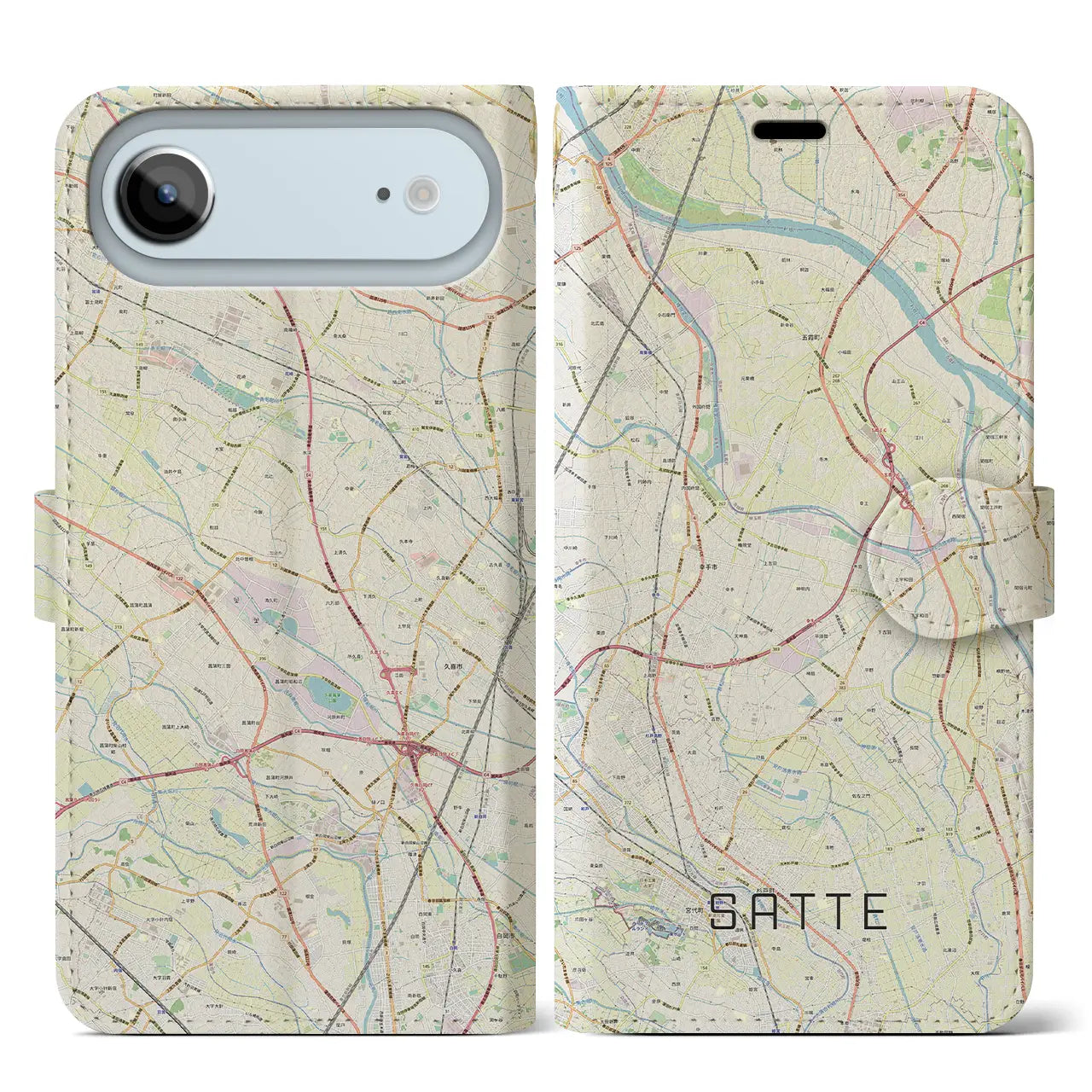 【幸手（埼玉県）】地図柄iPhoneケース（手帳タイプ）