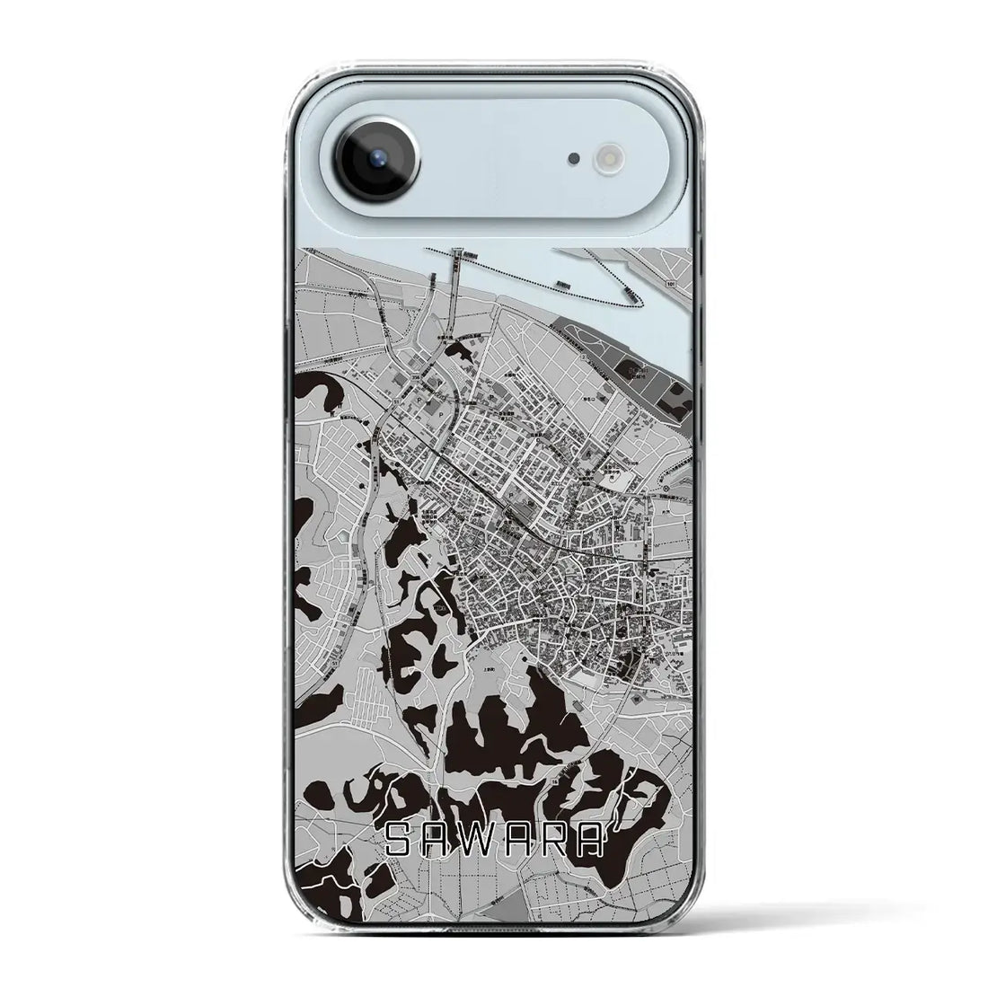 【佐原（千葉県）】地図柄iPhoneケース（クリアタイプ）モノトーン・iPhone 17 Pro Max 用