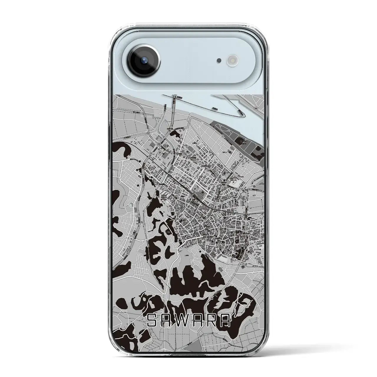 【佐原（千葉県）】地図柄iPhoneケース（クリアタイプ）モノトーン・iPhone 17 Pro Max 用