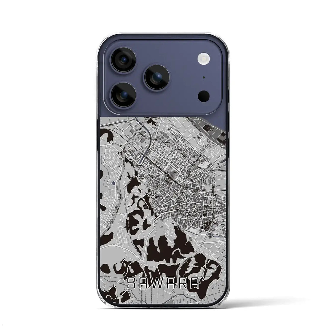 【佐原(千葉県)】地図柄iPhoneケース(クリアタイプ)モノトーン・iPhone 17 Pro Max 用