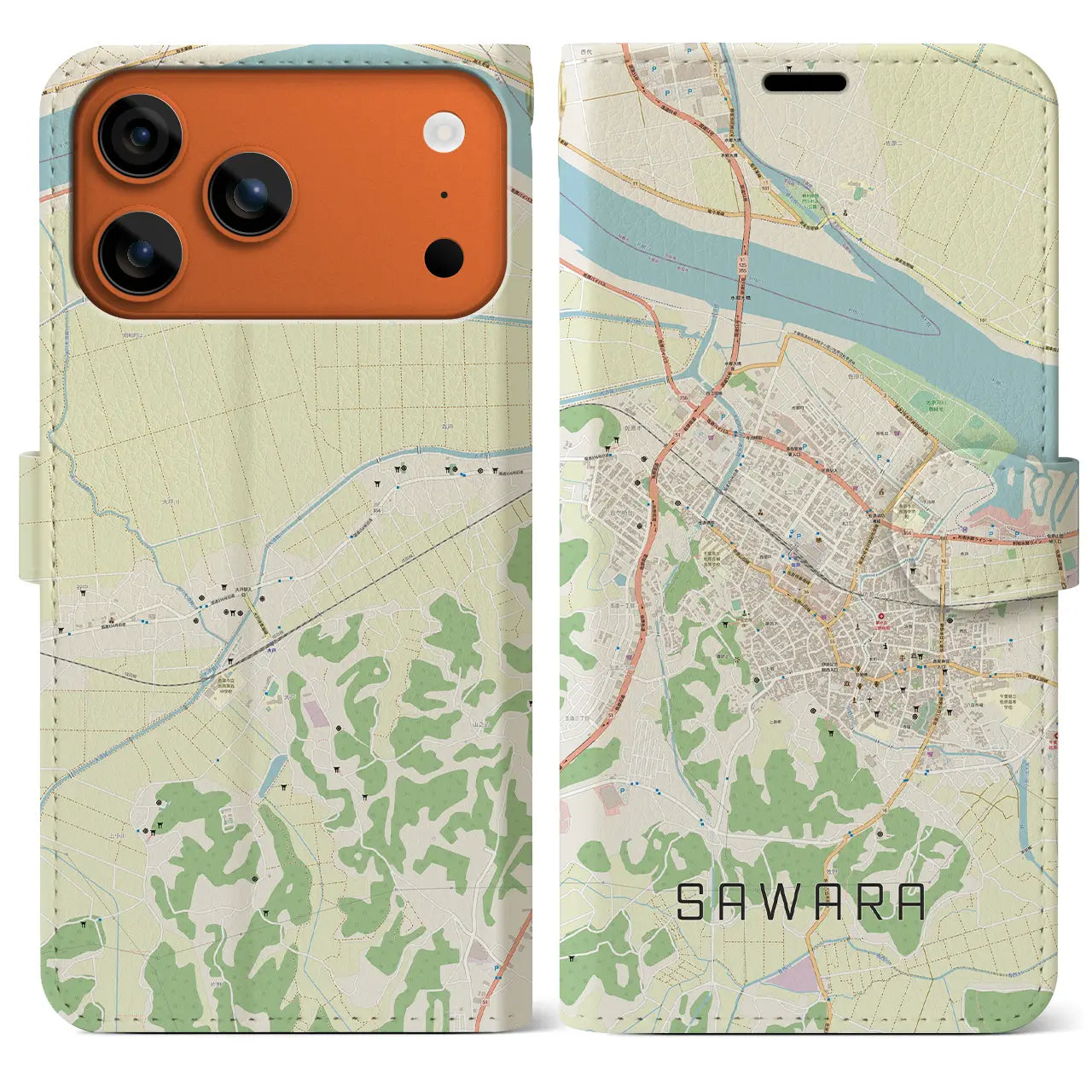 【佐原（千葉県）】地図柄iPhoneケース（手帳タイプ）