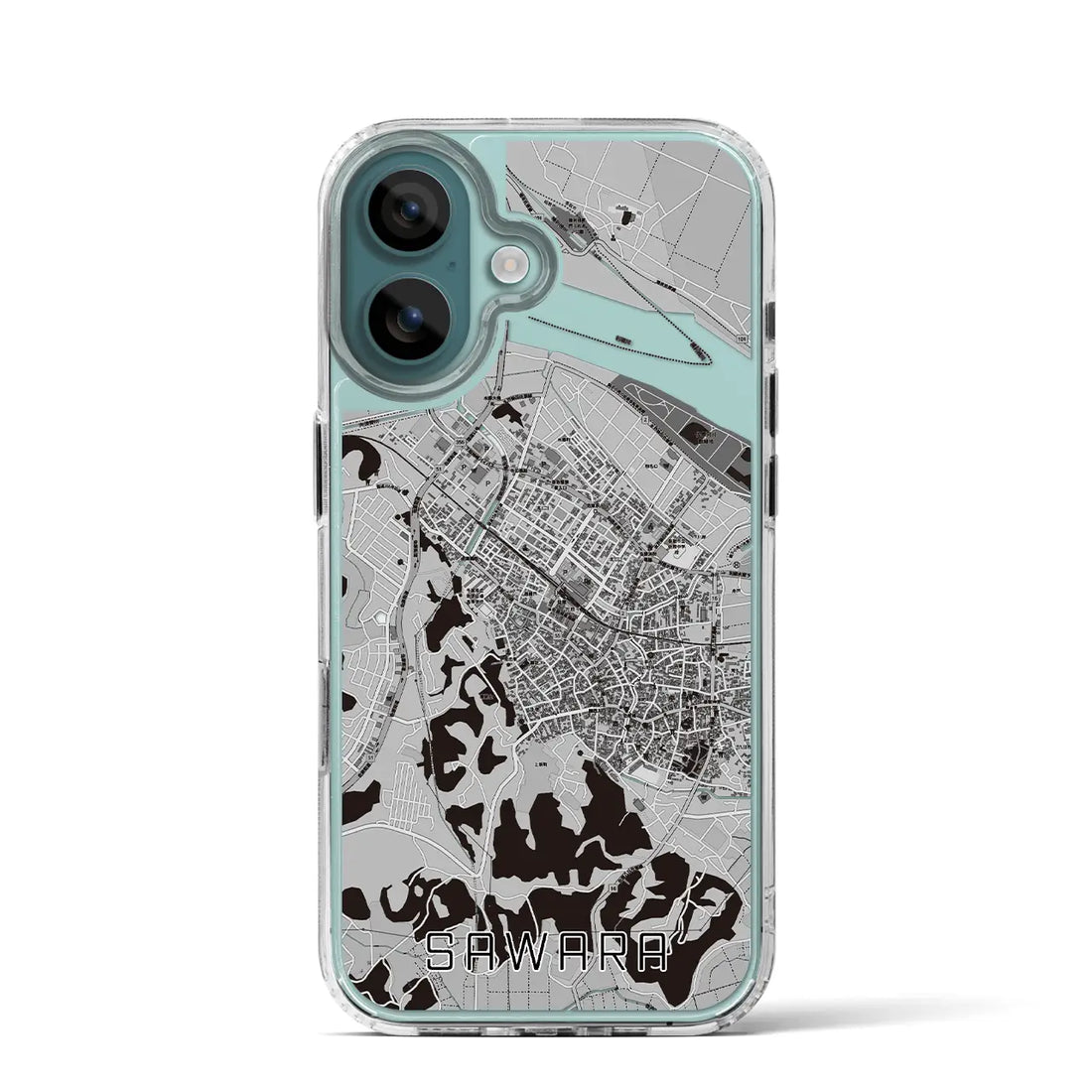【佐原（千葉県）】地図柄iPhoneケース（MagSafeタイプ）モノトーン・iPhone 16 Pro 用