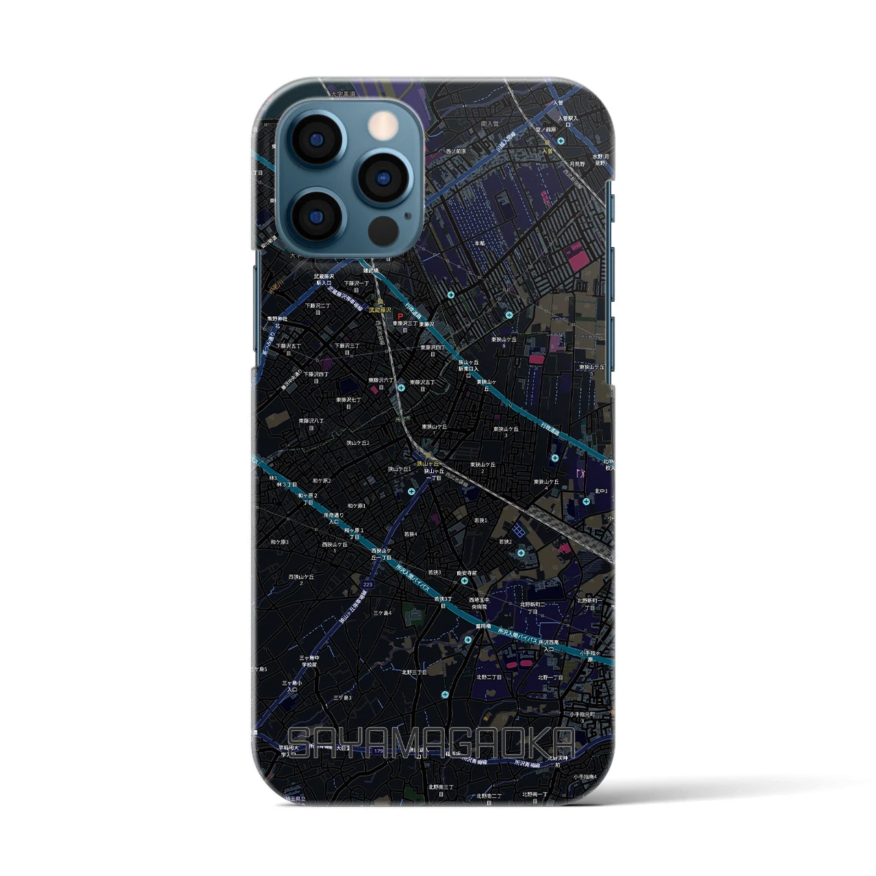 【狭山ヶ丘（埼玉県）】地図柄iPhoneケース（バックカバータイプ）