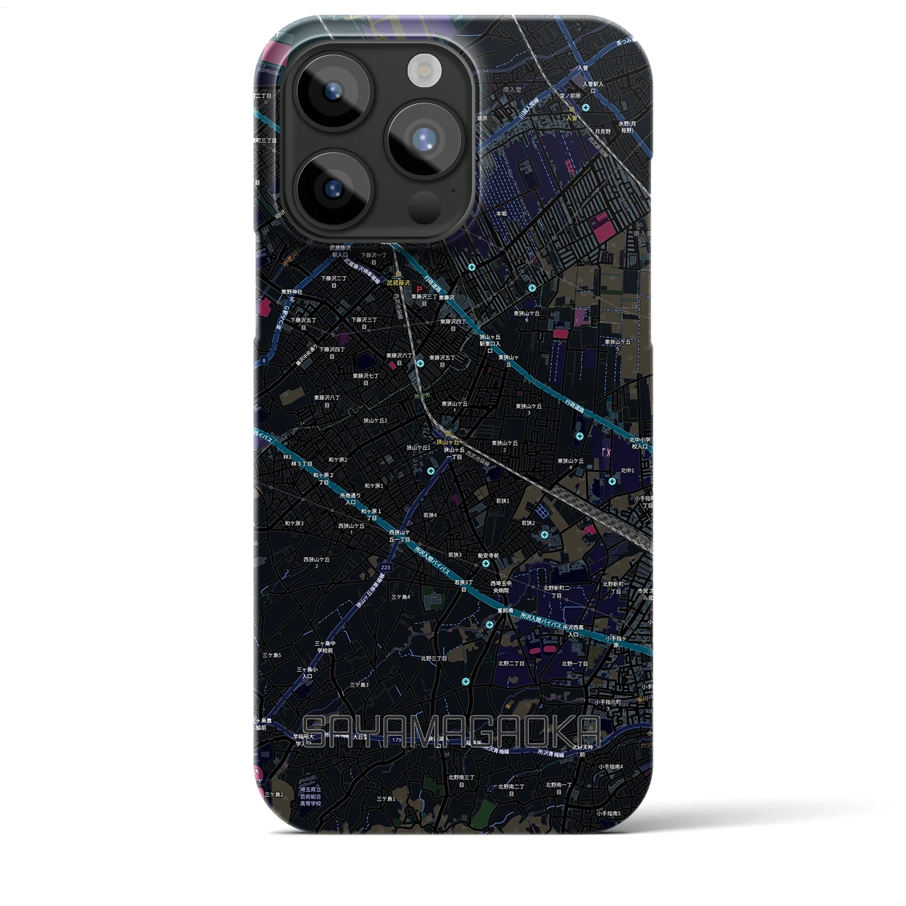 【狭山ヶ丘（埼玉県）】地図柄iPhoneケース（バックカバータイプ）