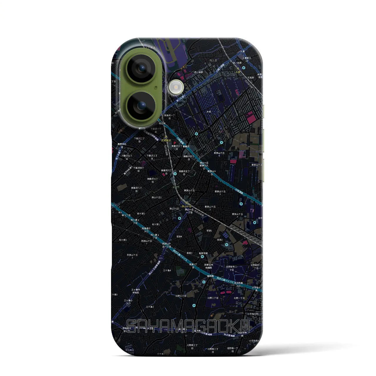 【狭山ヶ丘（埼玉県）】地図柄iPhoneケース（バックカバータイプ）