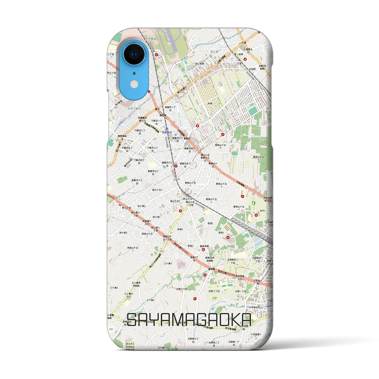 【狭山ヶ丘（埼玉県）】地図柄iPhoneケース（バックカバータイプ）