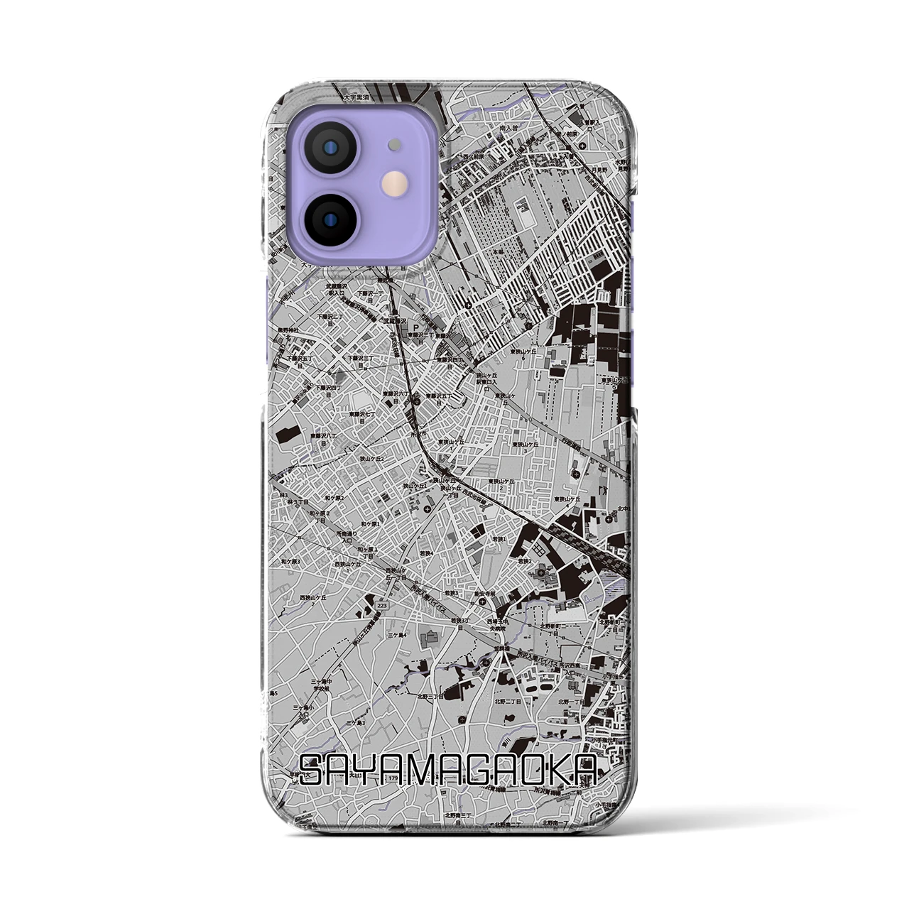 【狭山ヶ丘（埼玉県）】地図柄iPhoneケース（クリアタイプ）