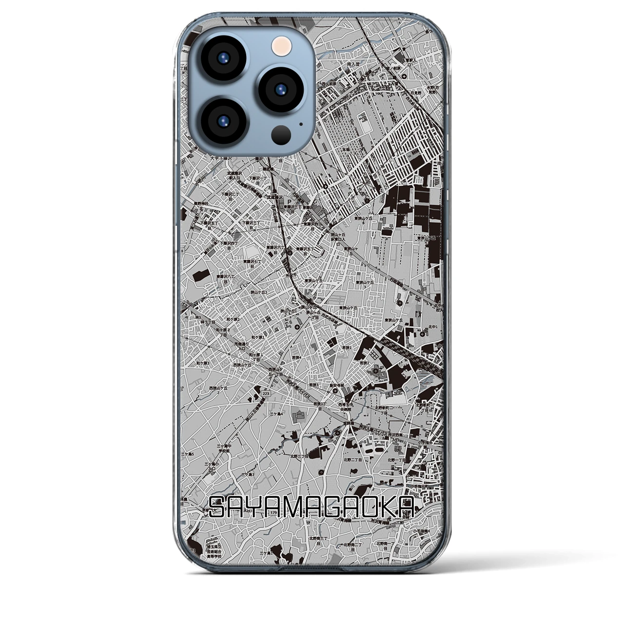 【狭山ヶ丘（埼玉県）】地図柄iPhoneケース（クリアタイプ）