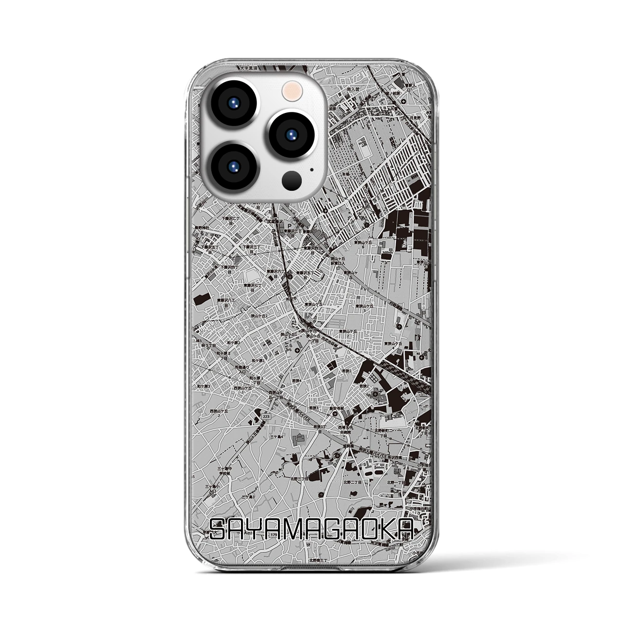 【狭山ヶ丘（埼玉県）】地図柄iPhoneケース（クリアタイプ）