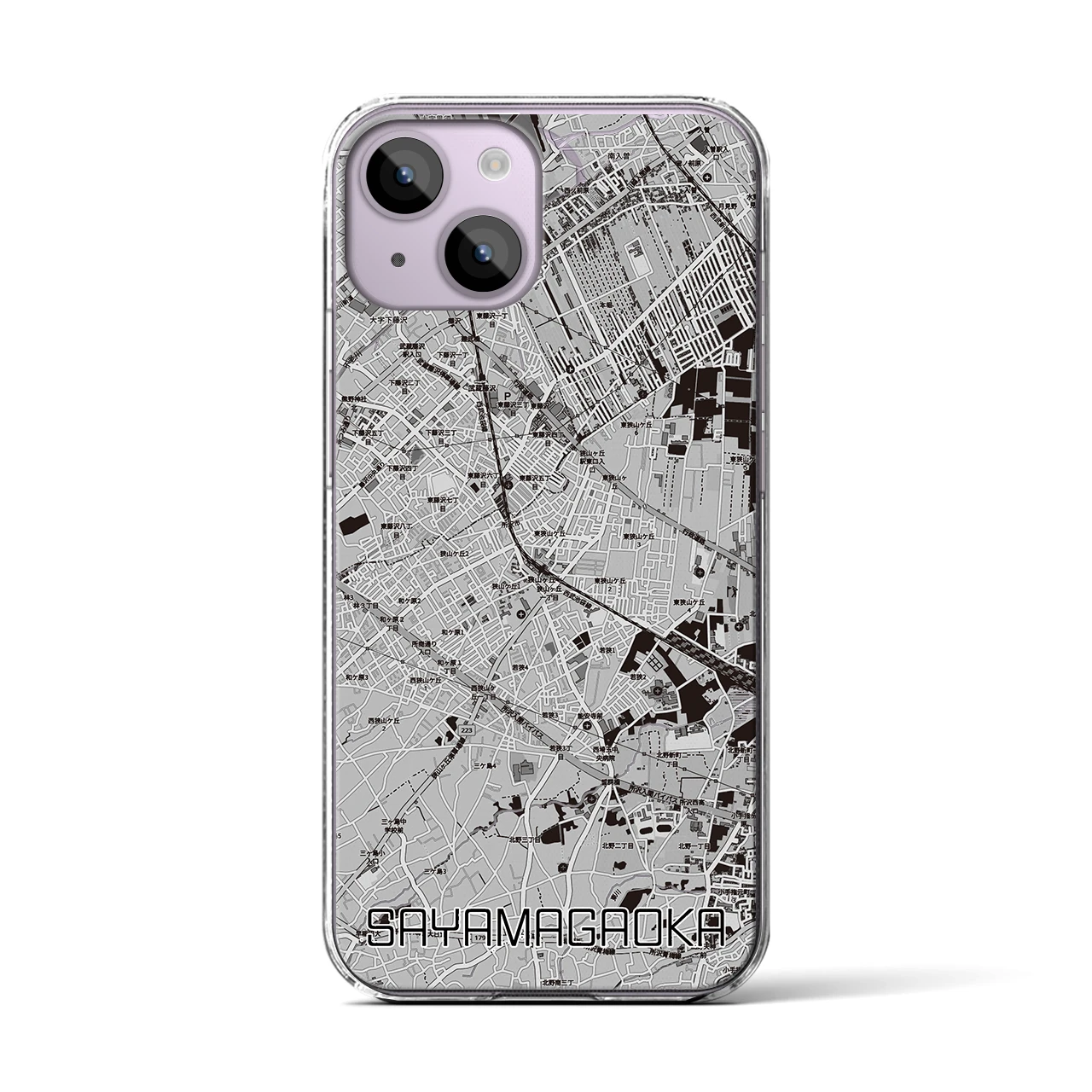 【狭山ヶ丘（埼玉県）】地図柄iPhoneケース（クリアタイプ）