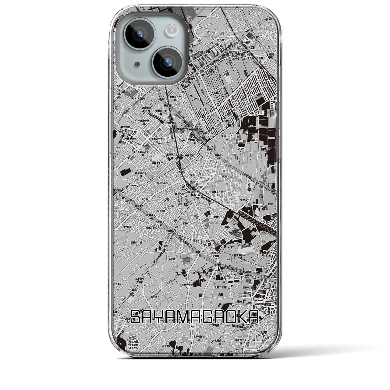 【狭山ヶ丘（埼玉県）】地図柄iPhoneケース（クリアタイプ）