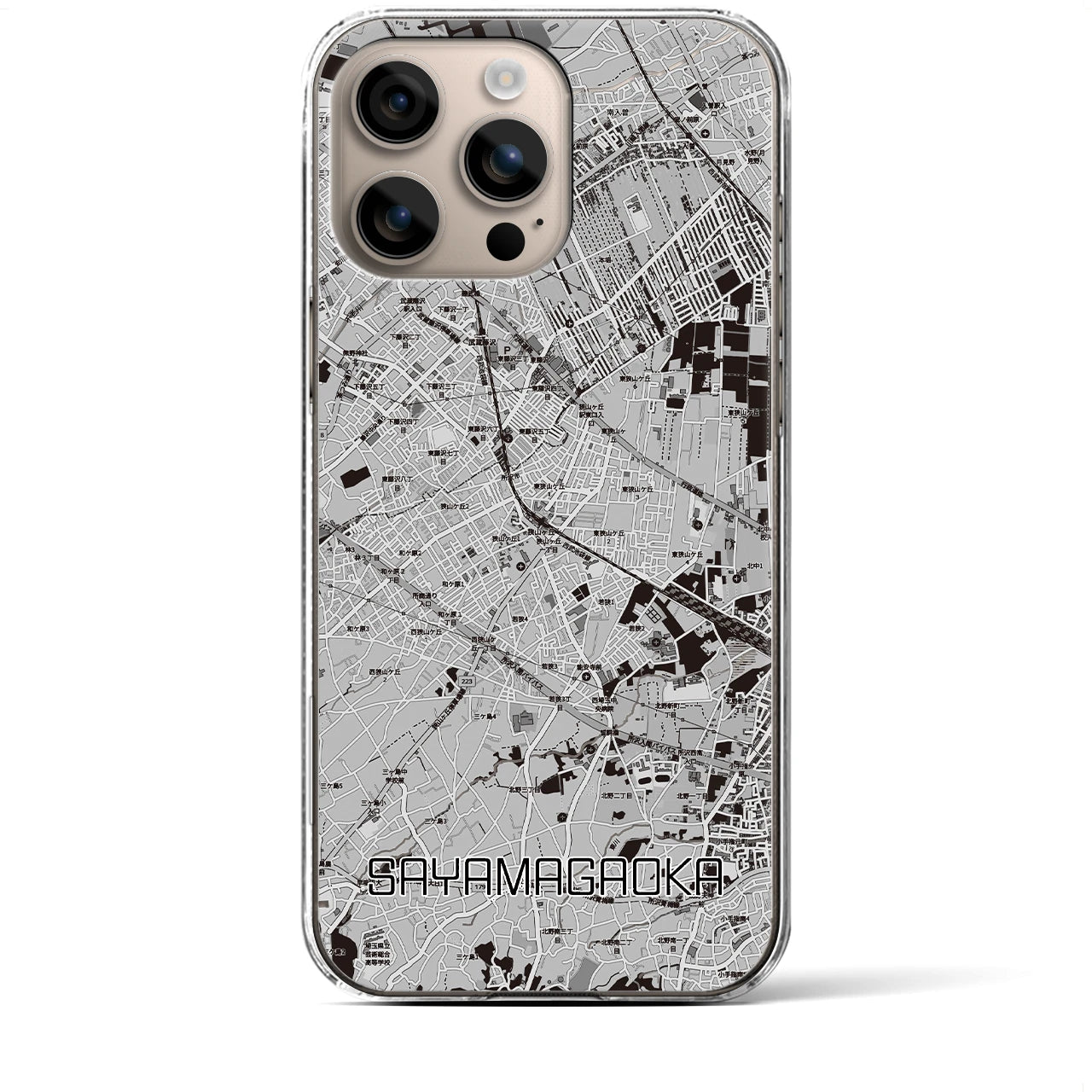 【狭山ヶ丘（埼玉県）】地図柄iPhoneケース（クリアタイプ）