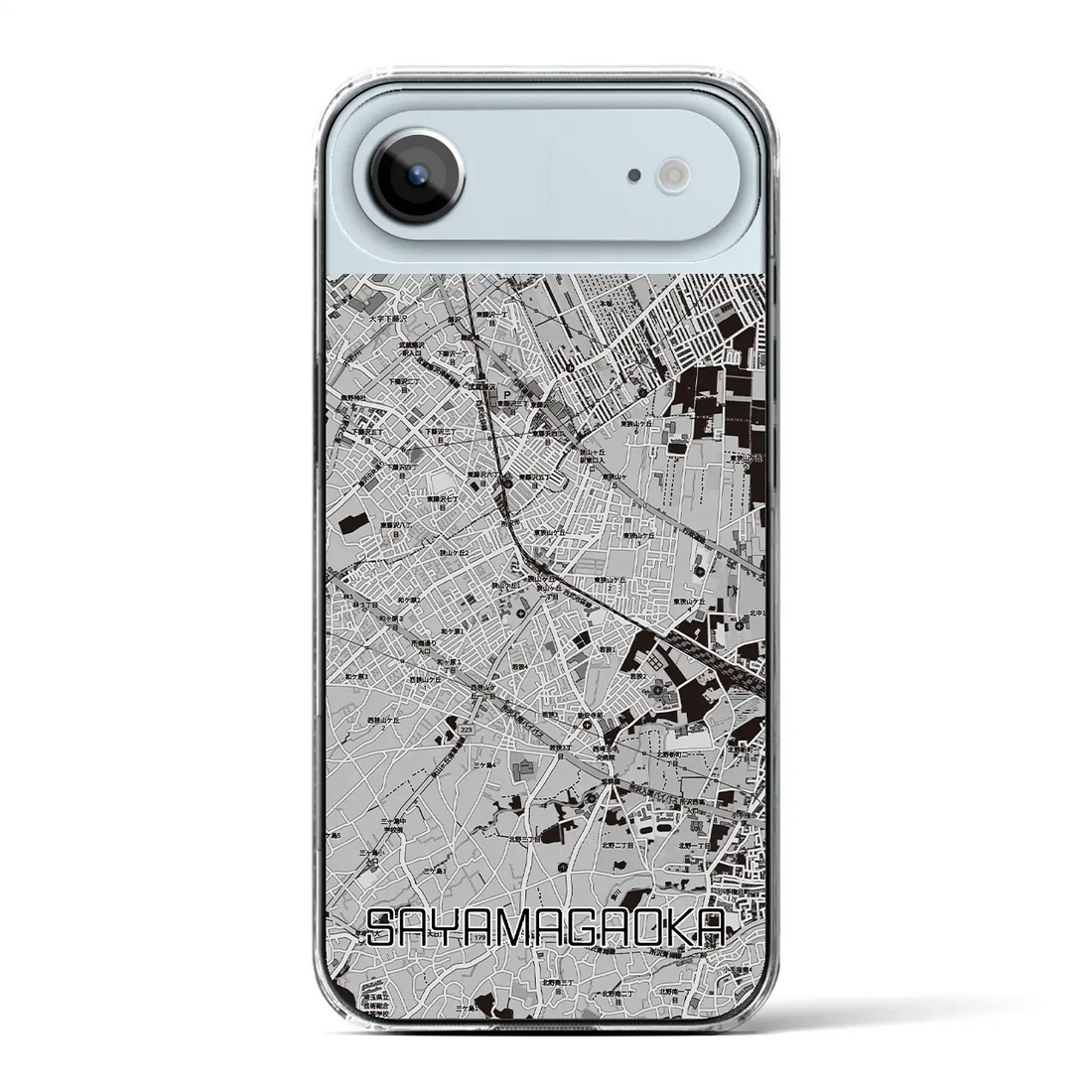 【狭山ヶ丘(埼玉県)】地図柄iPhoneケース(クリアタイプ)モノトーン・iPhone 17 Pro Max 用