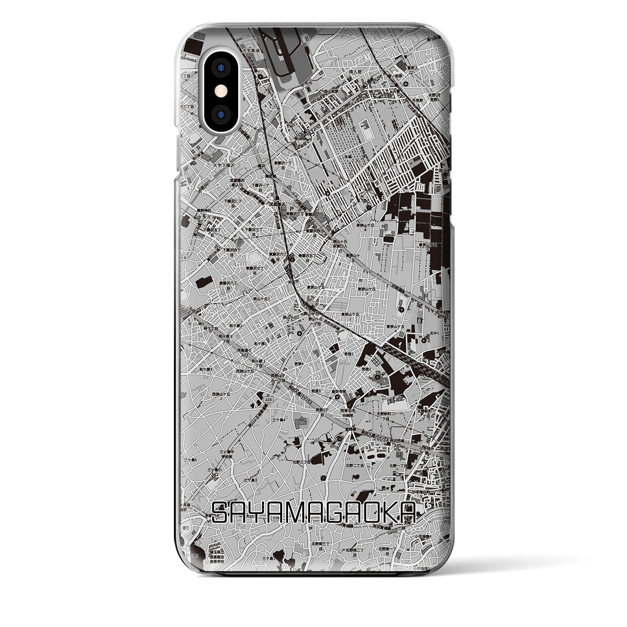 【狭山ヶ丘（埼玉県）】地図柄iPhoneケース（クリアタイプ）