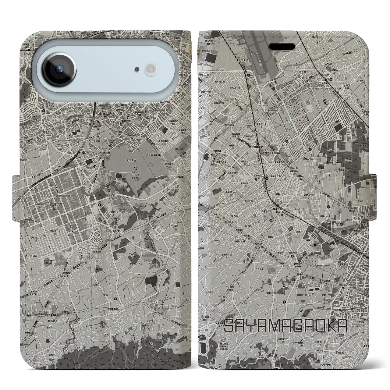 【狭山ヶ丘（埼玉県）】地図柄iPhoneケース（手帳タイプ）