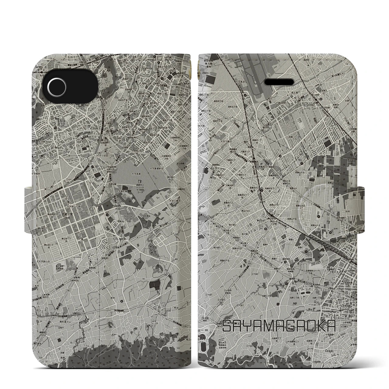 【狭山ヶ丘（埼玉県）】地図柄iPhoneケース（手帳タイプ）