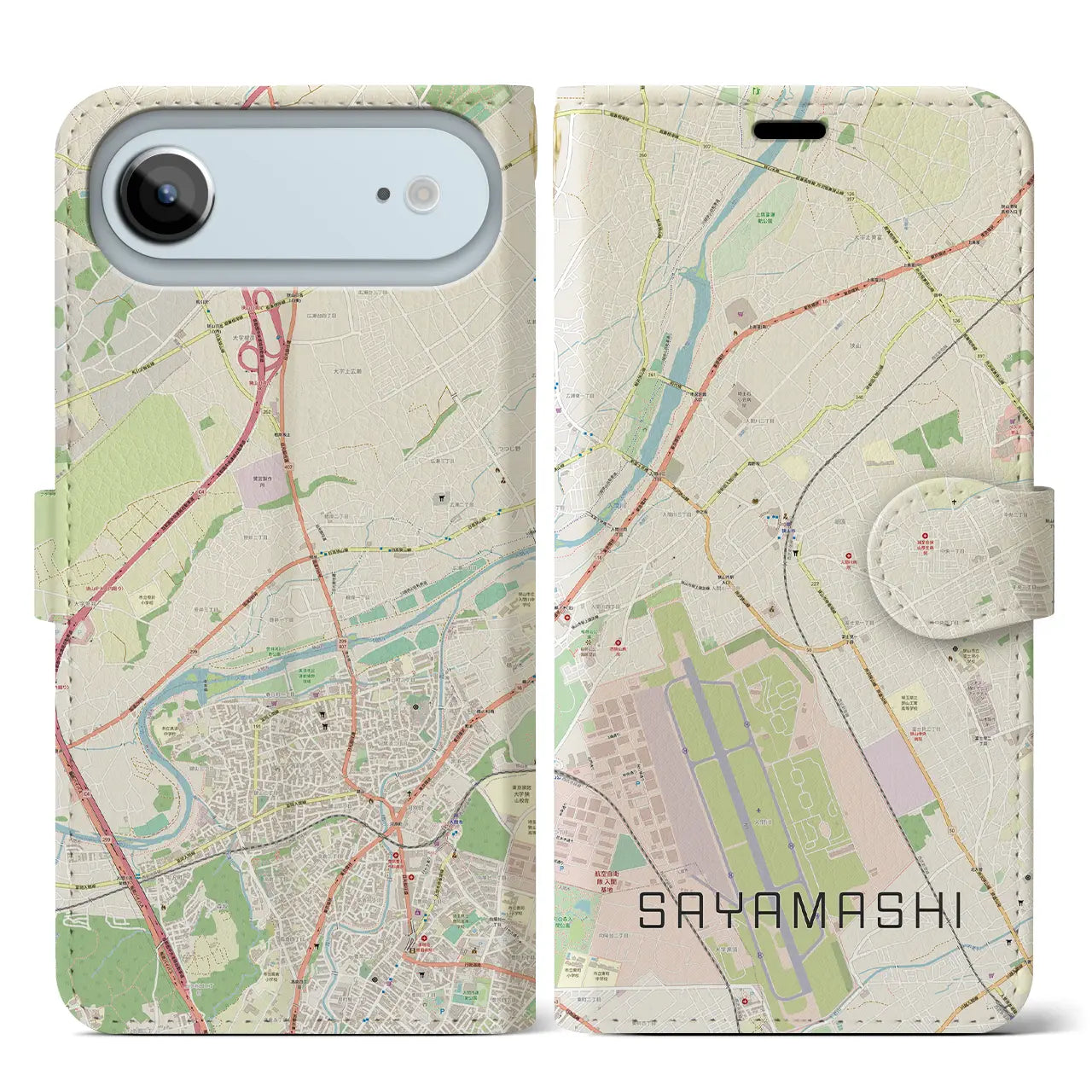 【狭山市（埼玉県）】地図柄iPhoneケース（手帳タイプ）