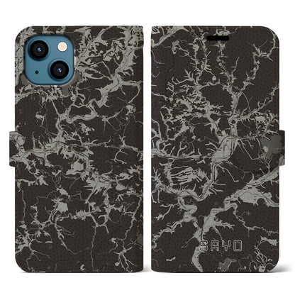 【佐用（兵庫県）】地図柄iPhoneケース（手帳タイプ）モノトーン・iPhone 13 用