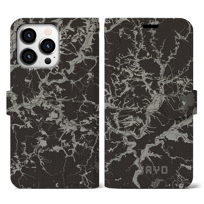 【佐用（兵庫県）】地図柄iPhoneケース（手帳タイプ）モノトーン・iPhone 13 Pro 用