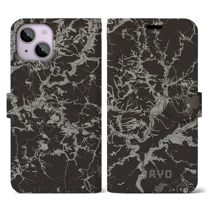 【佐用（兵庫県）】地図柄iPhoneケース（手帳タイプ）モノトーン・iPhone 14 用