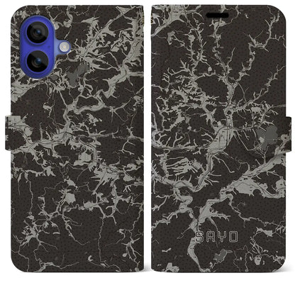 【佐用（兵庫県）】地図柄iPhoneケース（手帳タイプ）モノトーン・iPhone 16 Pro Max 用