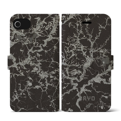 【佐用（兵庫県）】地図柄iPhoneケース（手帳タイプ）モノトーン・iPhone SE（第3 / 第2世代） / 8 / 7 / 6s / 6 用