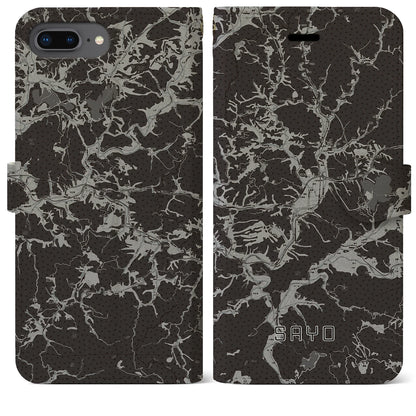 【佐用（兵庫県）】地図柄iPhoneケース（手帳タイプ）モノトーン・iPhone 8Plus /7Plus / 6sPlus / 6Plus 用