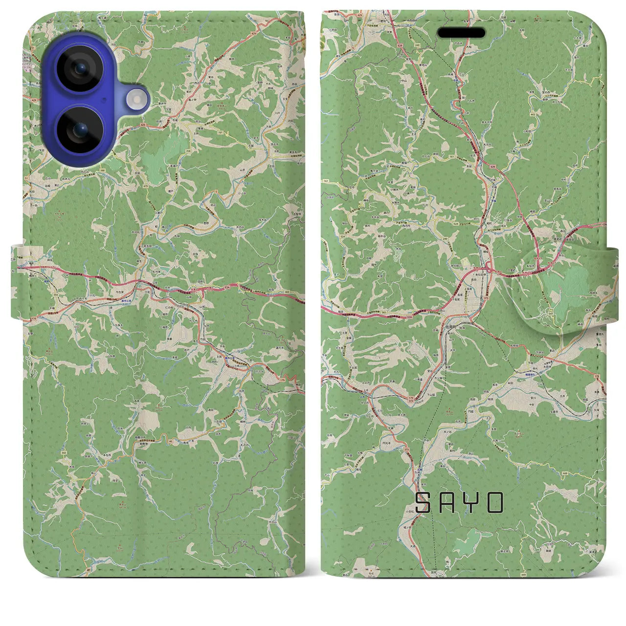 【佐用（兵庫県）】地図柄iPhoneケース（手帳タイプ）ナチュラル・iPhone 16 Pro Max 用