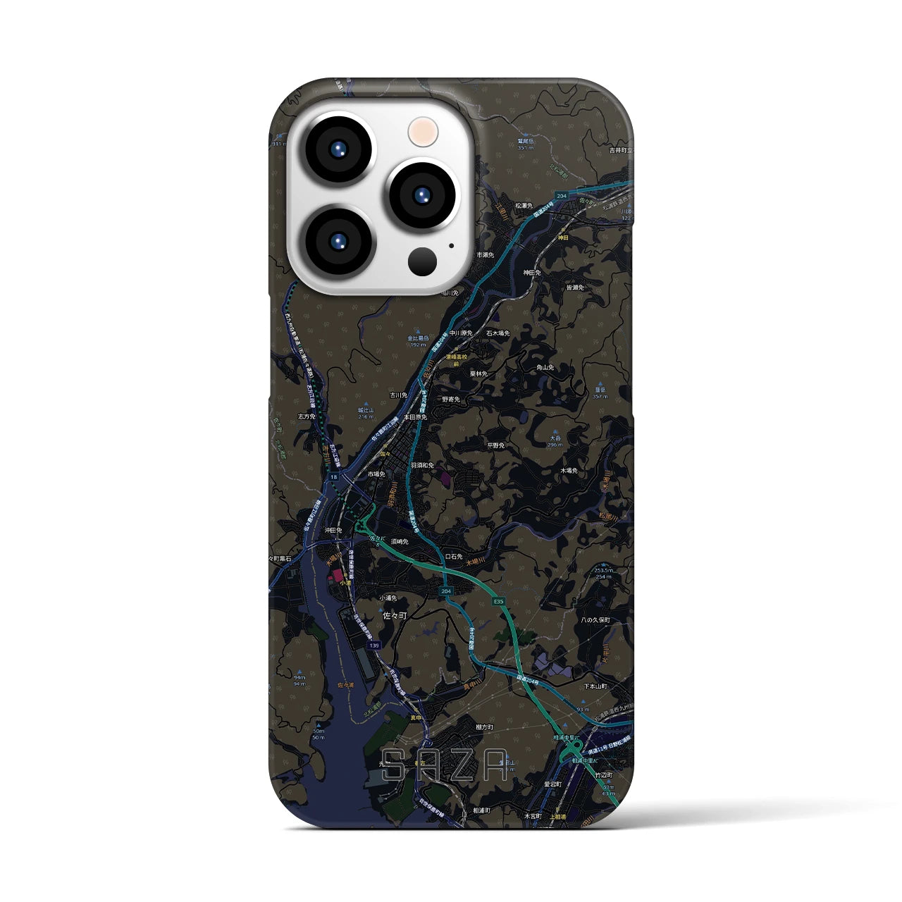 【佐々（長崎県）】地図柄iPhoneケース（バックカバータイプ）