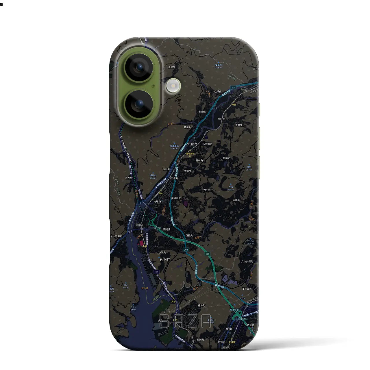 【佐々（長崎県）】地図柄iPhoneケース（バックカバータイプ）