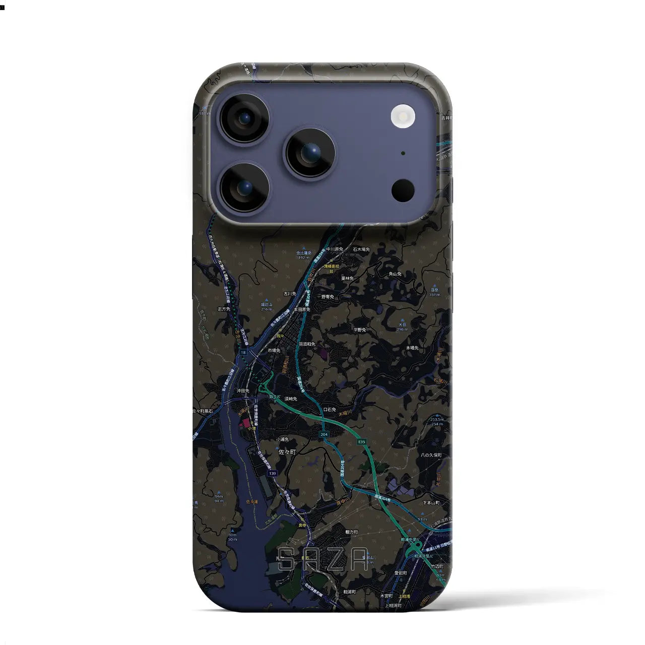 【佐々（長崎県）】地図柄iPhoneケース（バックカバータイプ）