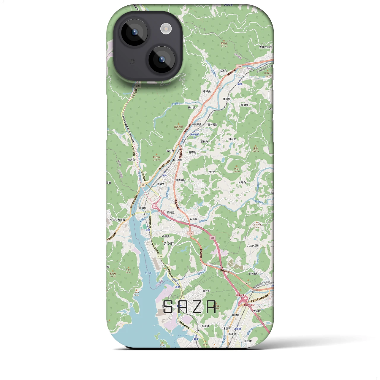 【佐々（長崎県）】地図柄iPhoneケース（バックカバータイプ）