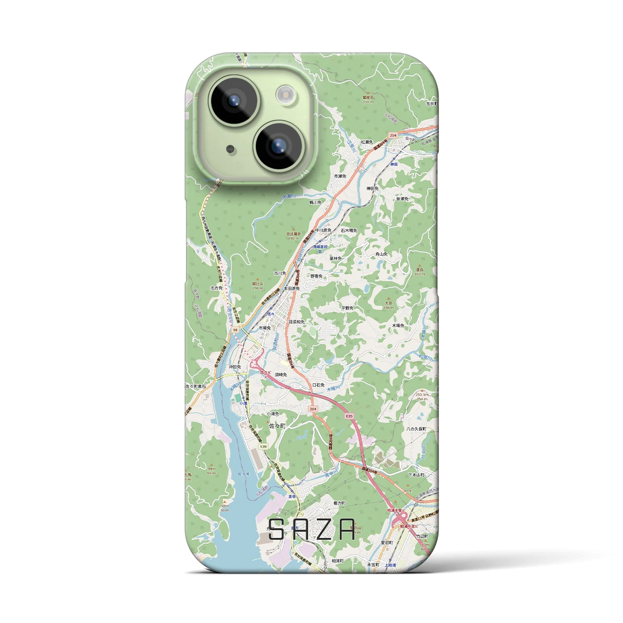 【佐々（長崎県）】地図柄iPhoneケース（バックカバータイプ）