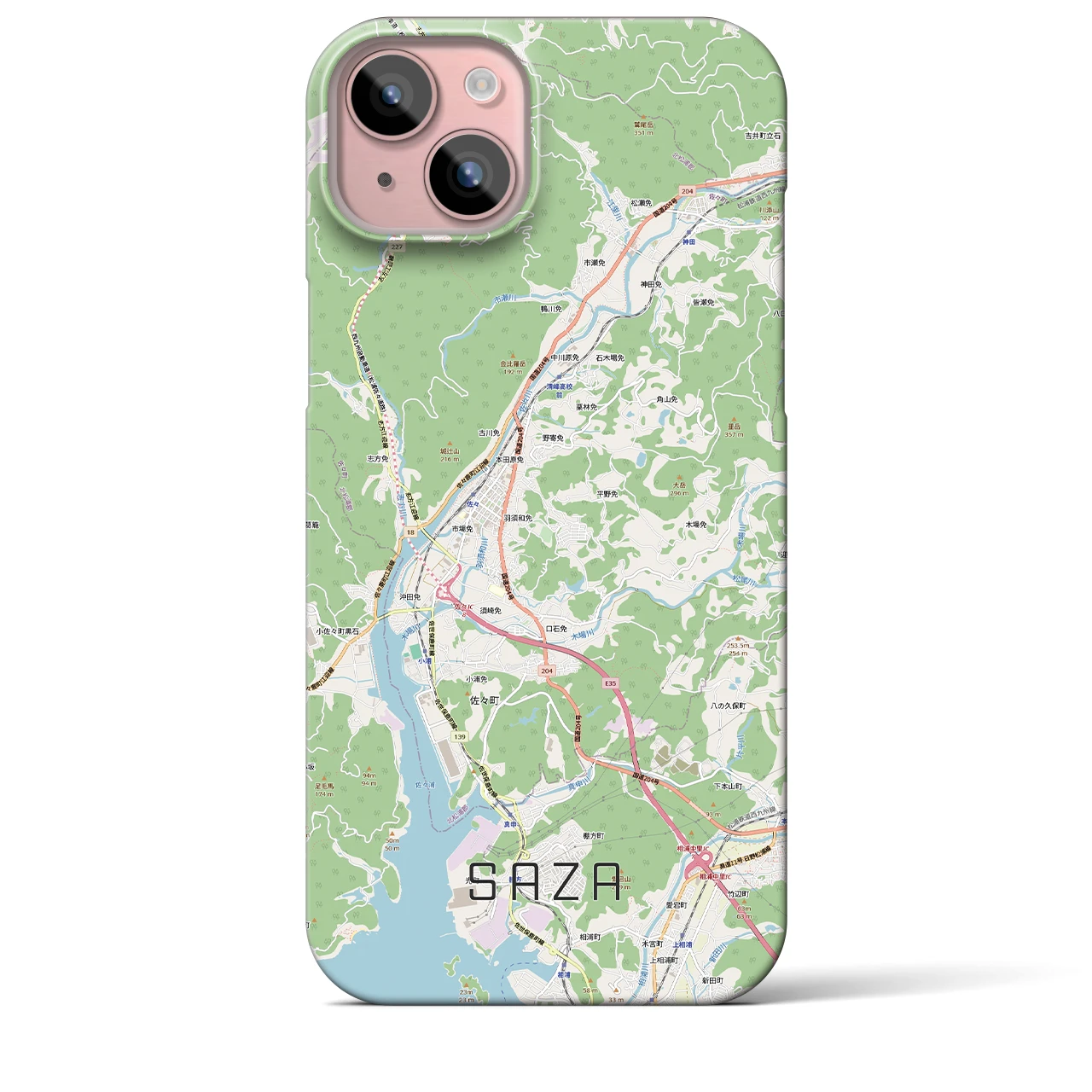 【佐々（長崎県）】地図柄iPhoneケース（バックカバータイプ）