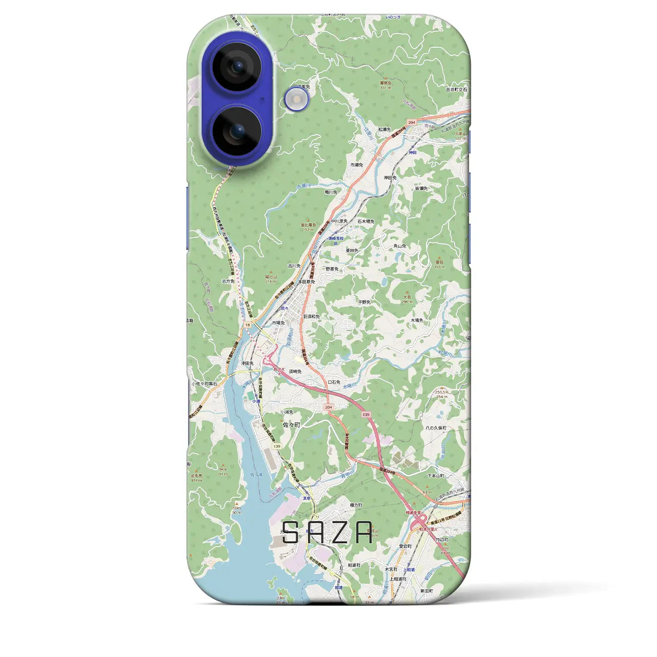 【佐々（長崎県）】地図柄iPhoneケース（バックカバータイプ）ブラック・iPhone 16 Pro Max 用
