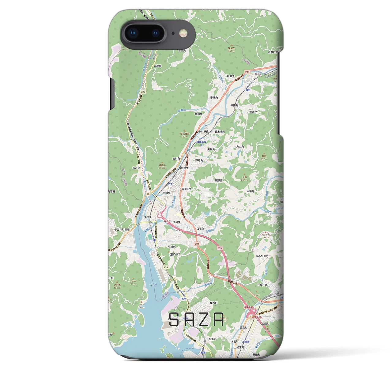 【佐々（長崎県）】地図柄iPhoneケース（バックカバータイプ）