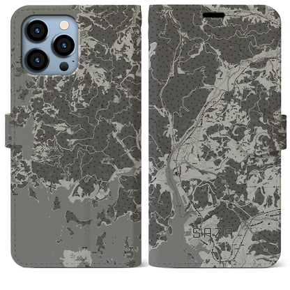 【佐々（長崎県）】地図柄iPhoneケース（手帳タイプ）