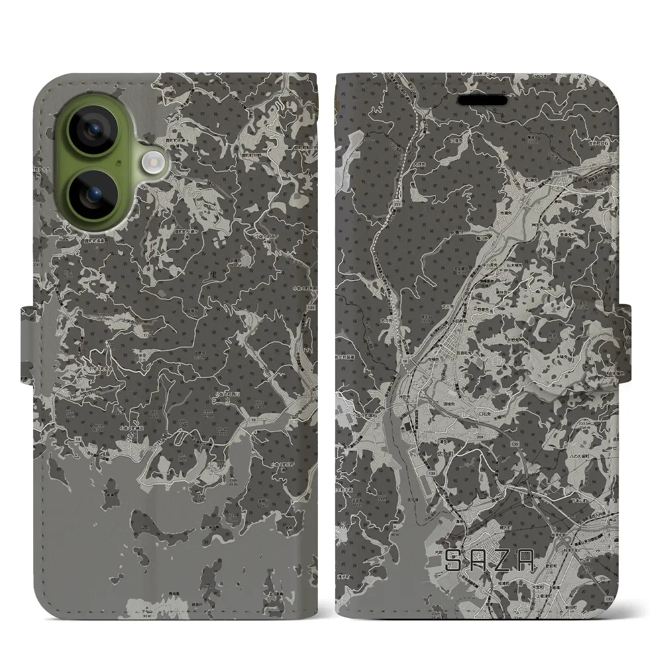 【佐々（長崎県）】地図柄iPhoneケース（手帳タイプ）