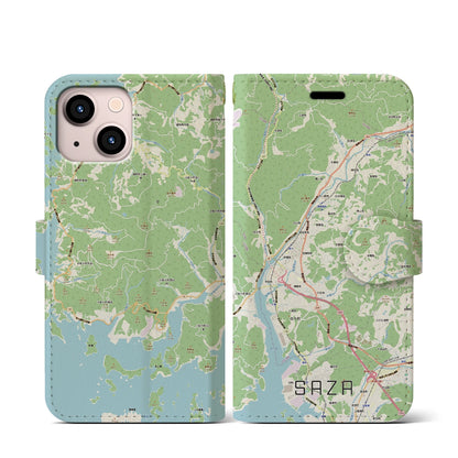 【佐々（長崎県）】地図柄iPhoneケース（手帳タイプ）