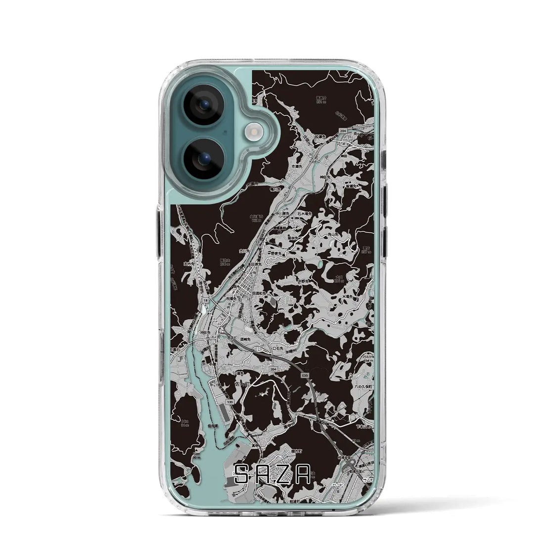 【佐々(長崎県)】地図柄iPhoneケース(MagSafeタイプ)モノトーン・iPhone 16 Pro 用