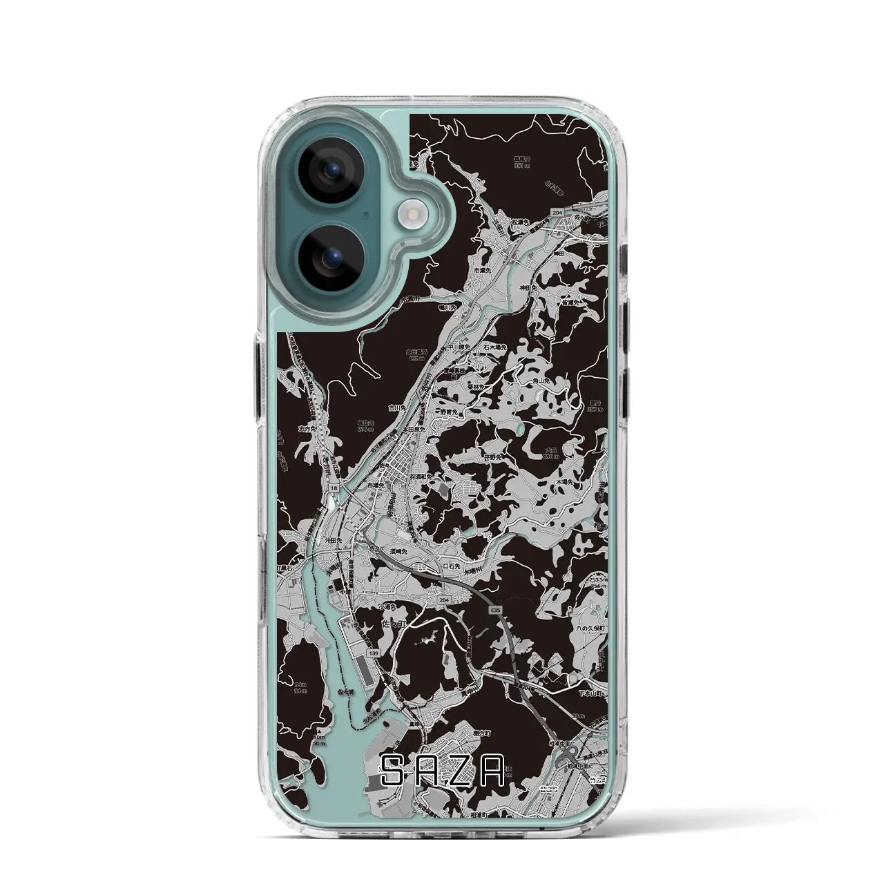 【佐々（長崎県）】地図柄iPhoneケース（MagSafeタイプ）モノトーン・iPhone 16 Pro 用