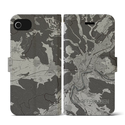 【シャフハウゼン（スイス）】地図柄iPhoneケース（手帳タイプ）モノトーン・iPhone SE（第3 / 第2世代） / 8 / 7 / 6s / 6 用