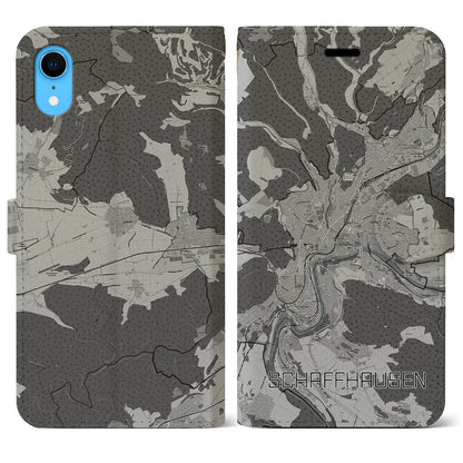 【シャフハウゼン（スイス）】地図柄iPhoneケース（手帳タイプ）モノトーン・iPhone XR 用