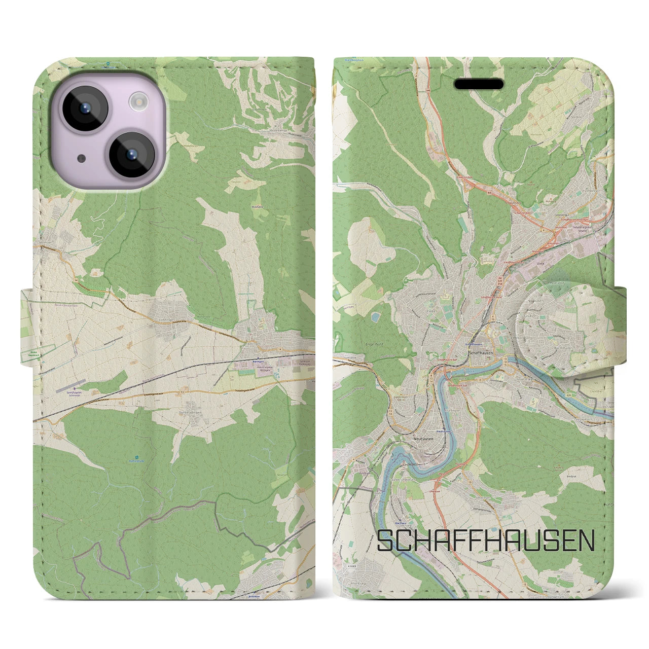 【シャフハウゼン（スイス）】地図柄iPhoneケース（手帳タイプ）