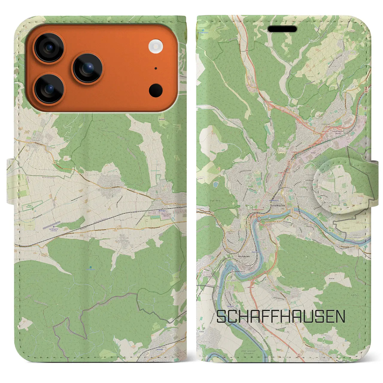 【シャフハウゼン（スイス）】地図柄iPhoneケース（手帳タイプ）