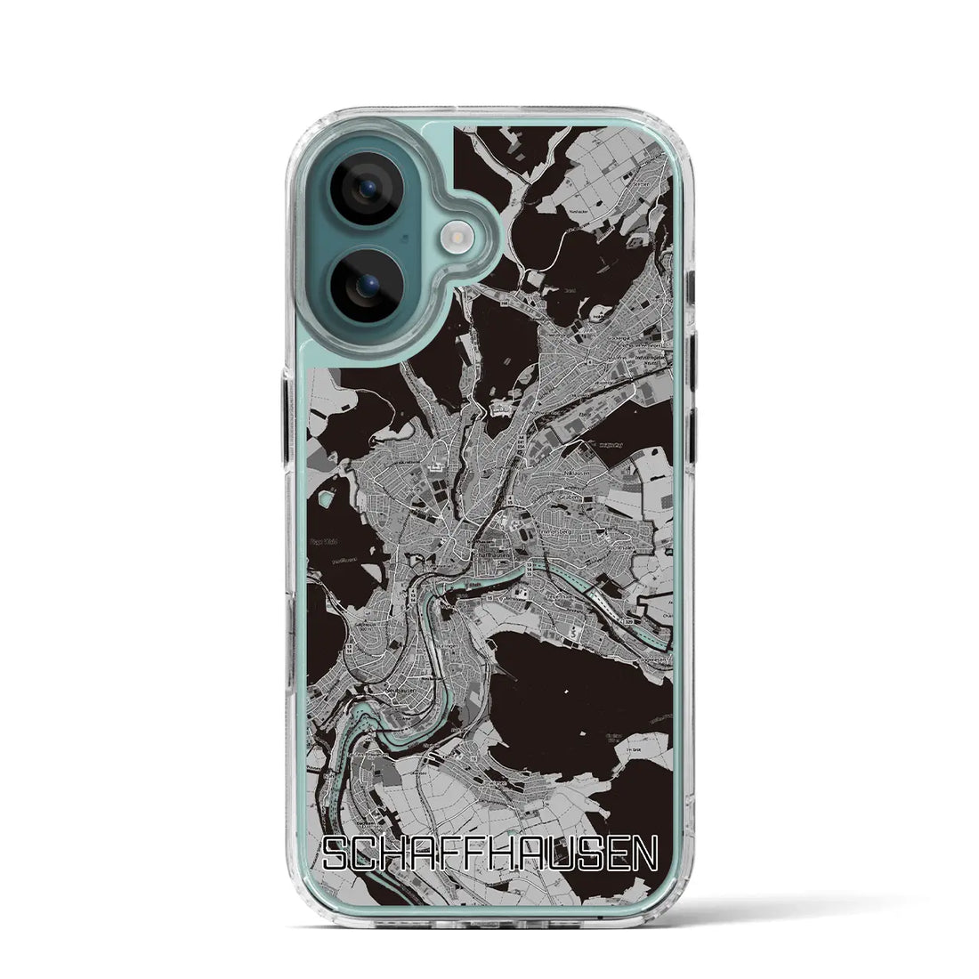 【シャフハウゼン(スイス)】地図柄iPhoneケース(MagSafeタイプ)モノトーン・iPhone 16 Pro 用